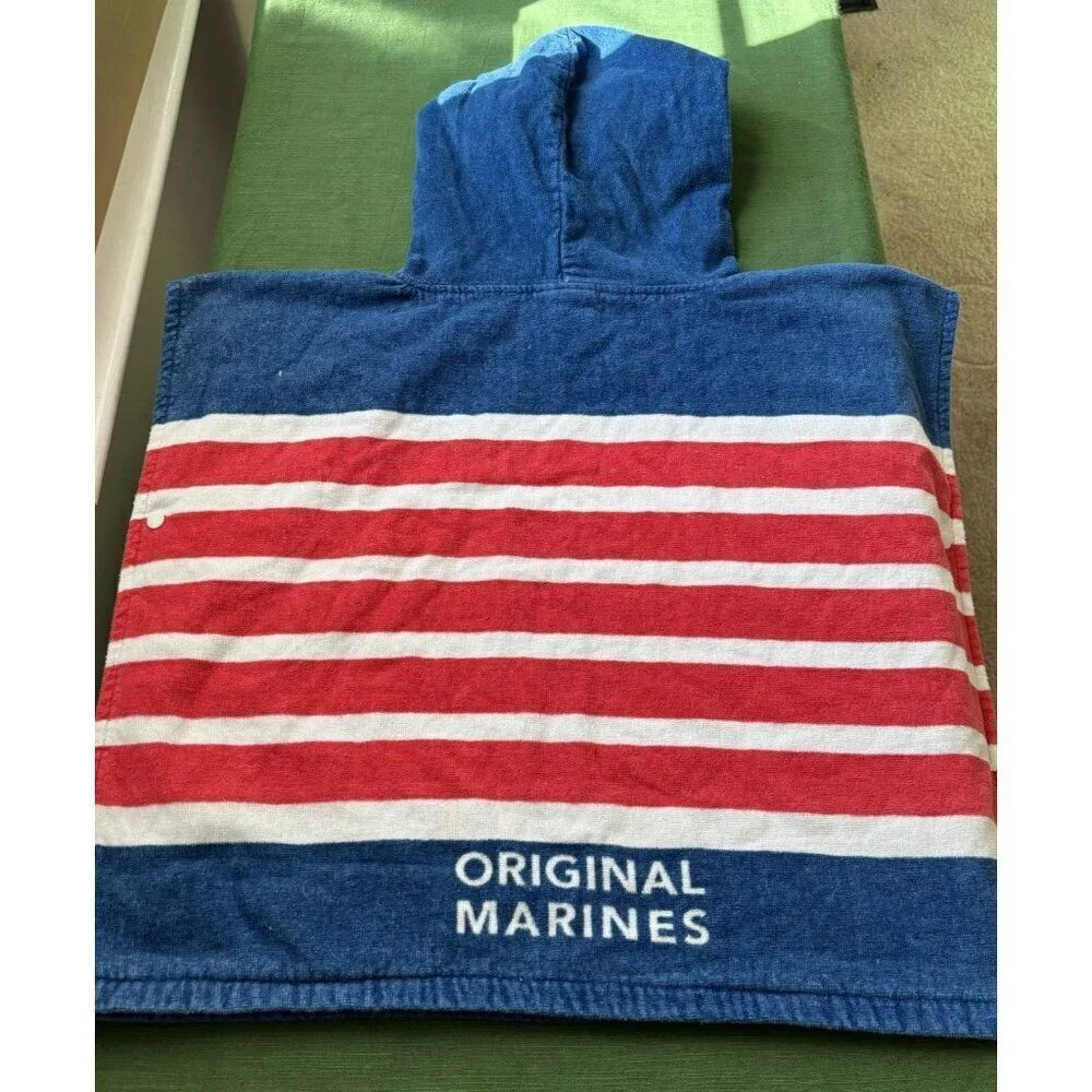DISNEY Mickey Mouse Hooded Towel Original Marines Snap America Bath Coverup EUC
